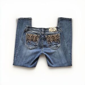 Miss Me Jeans Signature Skinny Womens 32x30 Mid-Rise Y2K Embellished